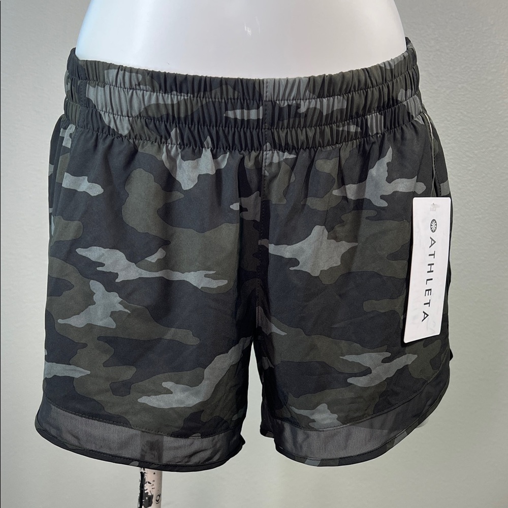 Athleta Camo Printed Mesh Racer Run Short 4” - MEDIUM
